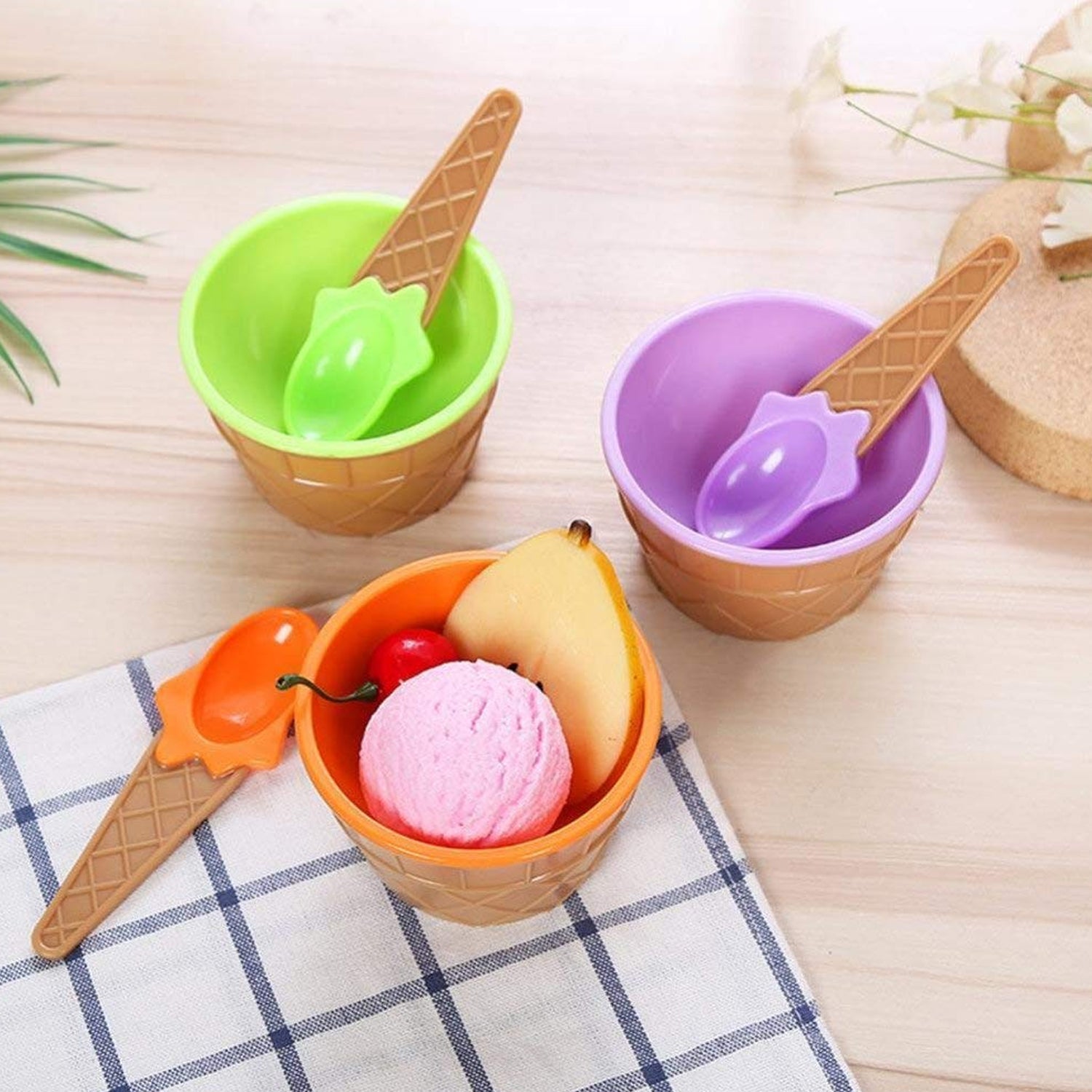 Premium Ice Cream Waffle Spoon Bowl Set (6-Piece , Color Box) Premium Ice Cream Waffle Spoon Bowl Set (6-Piece , Color Box)